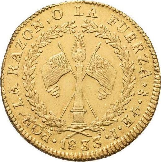 Revers 4 Escudos 1833 So I - Goldmünze Wert - Chile, Republik