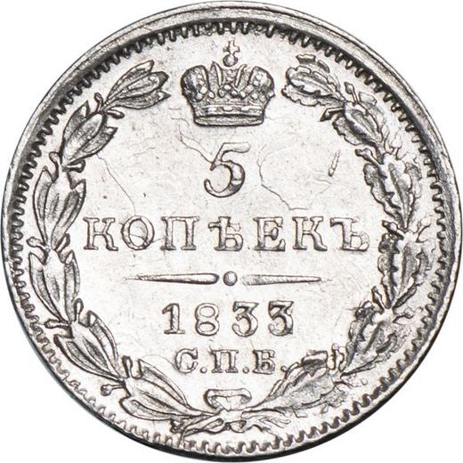 Reverse 5 Kopeks 1833 СПБ НГ "Eagle 1832-1844" - Silver Coin Value - Russia, Nicholas I