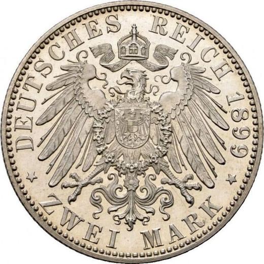 Реверс монеты - 2 марки 1899 года A "Пруссия" - цена серебряной монеты - Германия, Германская Империя