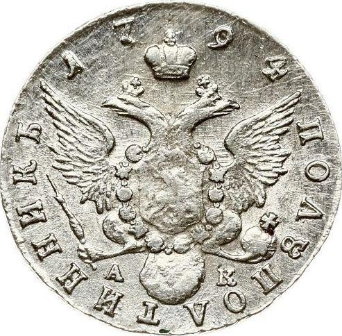 Reverse Polupoltinnik 1794 СПБ АК - Silver Coin Value - Russia, Catherine II