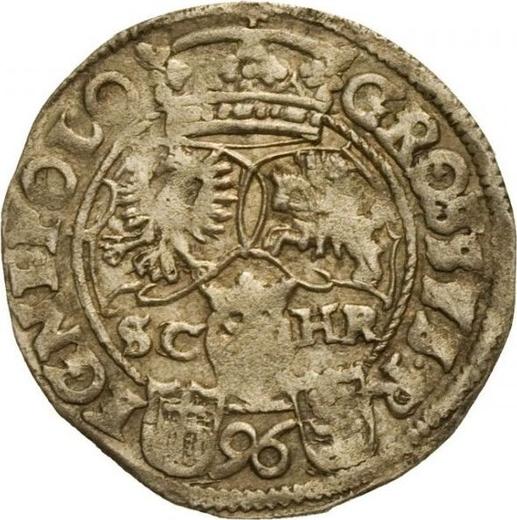Реверс монеты - 1 грош 1596 года SC HR - цена серебряной монеты - Польша, Сигизмунд III Ваза