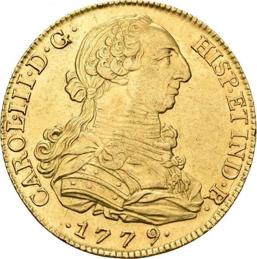 Аверс монеты - 8 эскудо 1779 года M PJ - цена золотой монеты - Испания, Карл III