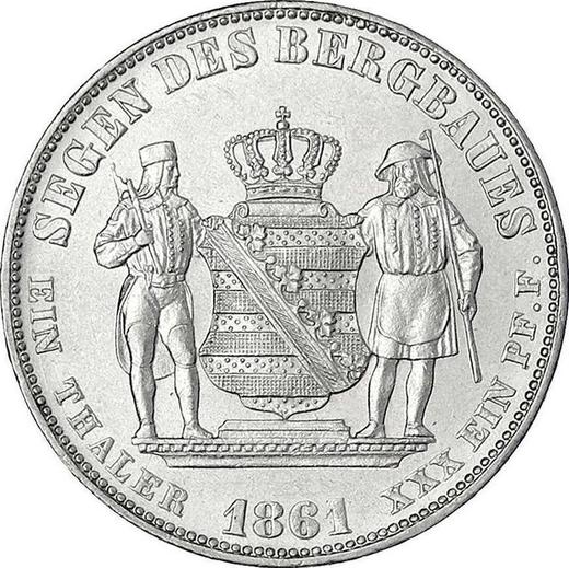Реверс монеты - Талер 1861 года B "Горный" - цена серебряной монеты - Саксония-Альбертина, Иоганн