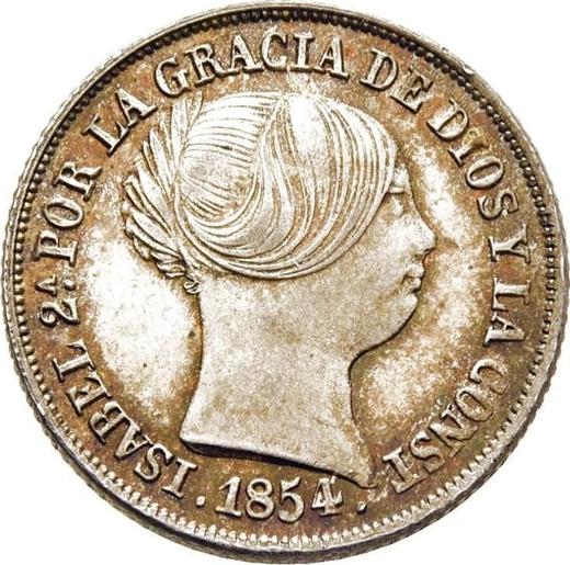 Anverso 2 reales 1854 Estrellas de ocho puntas - valor de la moneda de plata - España, Isabel II