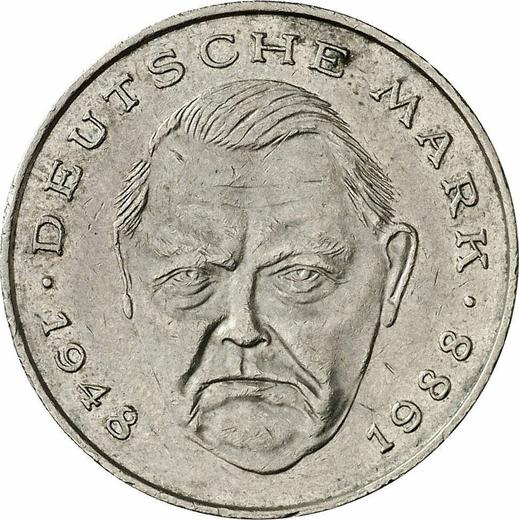 Аверс монеты - 2 марки 1991 года D "Людвиг Эрхард" - цена  монеты - Германия, ФРГ