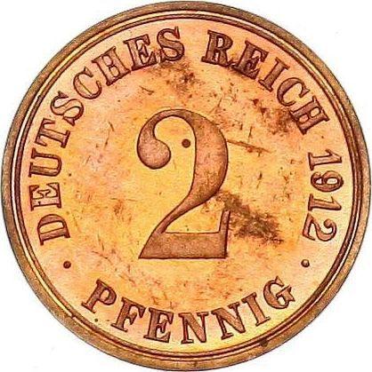 Аверс монеты - 2 пфеннига 1912 года A "Тип 1904-1916" - цена  монеты - Германия, Германская Империя