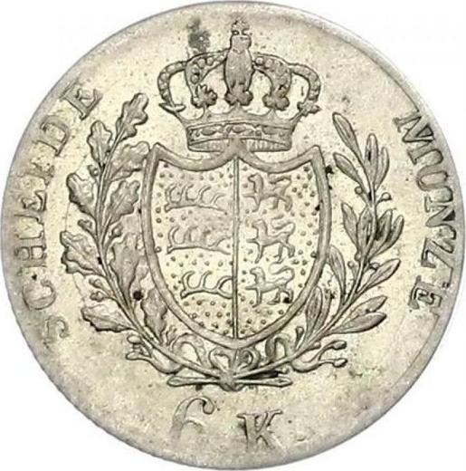 Реверс монеты - 6 крейцеров 1835 года - цена серебряной монеты - Вюртемберг, Вильгельм I