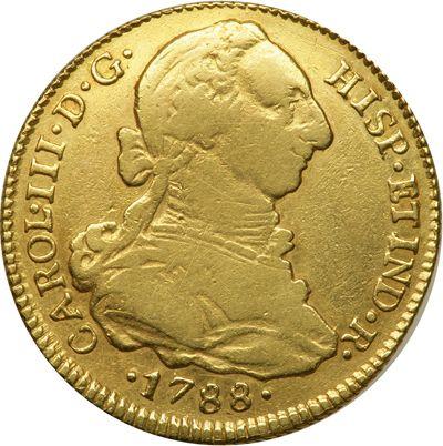 Аверс монеты - 4 эскудо 1788 года So DA - цена золотой монеты - Чили, Карл III
