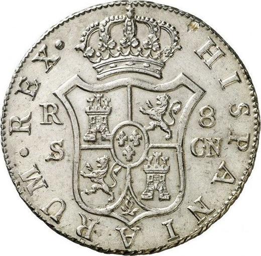 Реверс монеты - 8 реалов 1795 года S CN - цена серебряной монеты - Испания, Карл IV