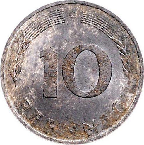 Аверс монеты - 10 пфеннигов 1950-2001 года Покрытие только с одной стороны - цена  монеты - Германия, ФРГ