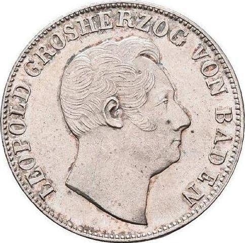 Аверс монеты - 1/2 гульдена 1846 года - цена серебряной монеты - Баден, Леопольд