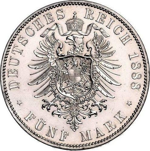 Reverso 5 marcos 1888 A "Prusia" - valor de la moneda de plata - Alemania, Imperio alemán