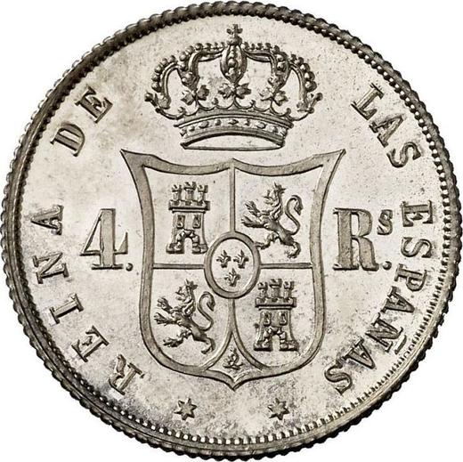 Reverso 4 reales 1856 Estrellas de seis puntas - valor de la moneda de plata - España, Isabel II