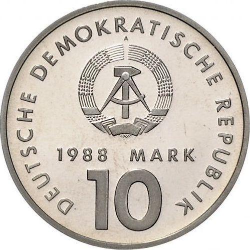 Reverso 10 marcos 1988 A "Deporte en la RDA" - valor de la moneda  - Alemania, República Democrática Alemana (RDA)