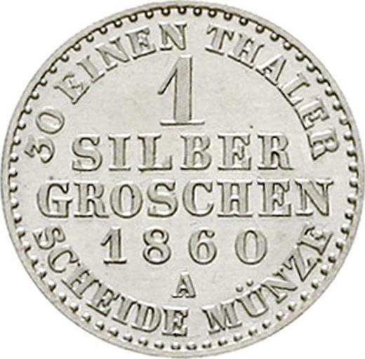 Reverso 1 Silber Groschen 1860 A - valor de la moneda de plata - Prusia, Federico Guillermo IV