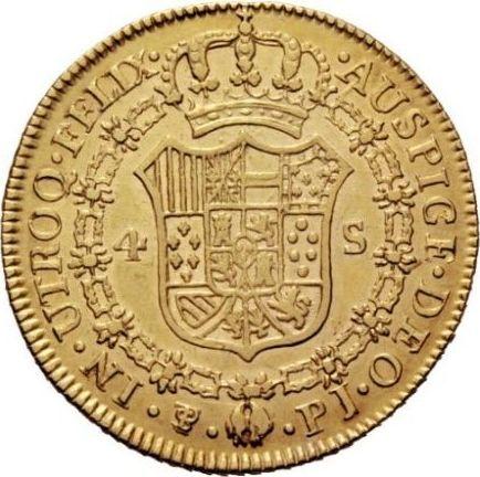 Reverso 4 escudos 1805 PTS PJ - valor de la moneda de oro - Bolivia, Carlos IV