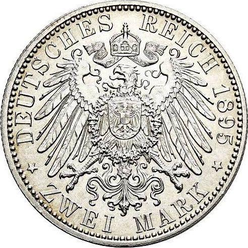 Reverso 2 marcos 1895 A "Sajonia-Coburgo y Gotha" - valor de la moneda de plata - Alemania, Imperio alemán
