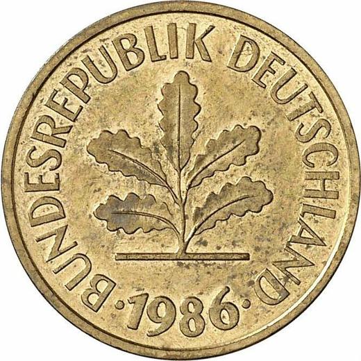 Reverso 5 Pfennige 1986 D - valor de la moneda  - Alemania, RFA
