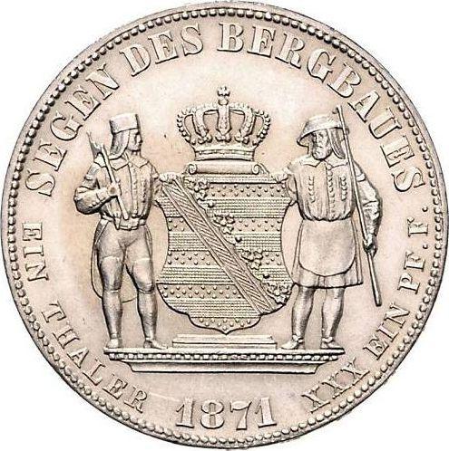 Реверс монеты - Талер 1871 года B "Горный" - цена серебряной монеты - Саксония-Альбертина, Иоганн