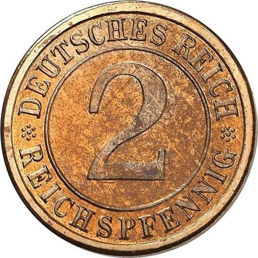 Аверс монеты - 2 рейхспфеннига 1924 года F - цена  монеты - Германия, Bеймарская республика