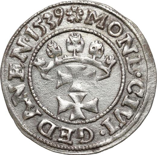 Аверс монеты - Шеляг 1539 года "Гданьск" - цена серебряной монеты - Польша, Сигизмунд I Старый