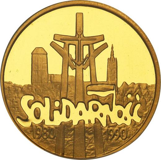 Reverse 50000 Zlotych 1990 MW "The 10th Anniversary of forming the Solidarity Trade Union" - Poland, III Republic before denomination