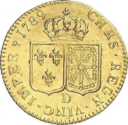 Reverso Louis d'Or 1789 D Lyon - valor de la moneda de oro - Francia, Luis XVI