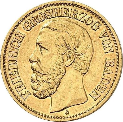 Аверс монеты - 10 марок 1901 года G "Баден" - цена золотой монеты - Германия, Германская Империя