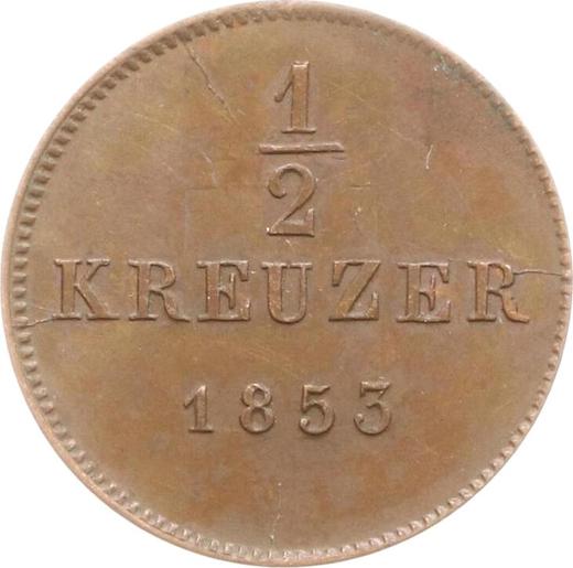 Reverso Medio kreuzer 1853 "Tipo 1840-1856" - valor de la moneda  - Wurtemberg, Guillermo I