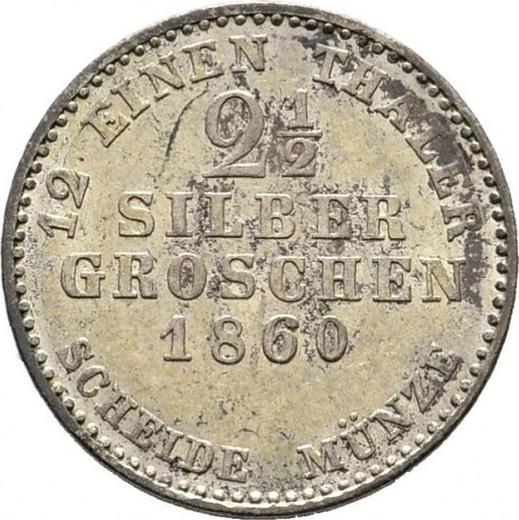 Reverso 2 1/2 Silber Groschen 1860 C.P. - valor de la moneda de plata - Hesse-Cassel, Federico Guillermo
