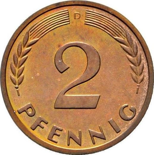 Аверс монеты - 2 пфеннига 1960 года D - цена  монеты - Германия, ФРГ