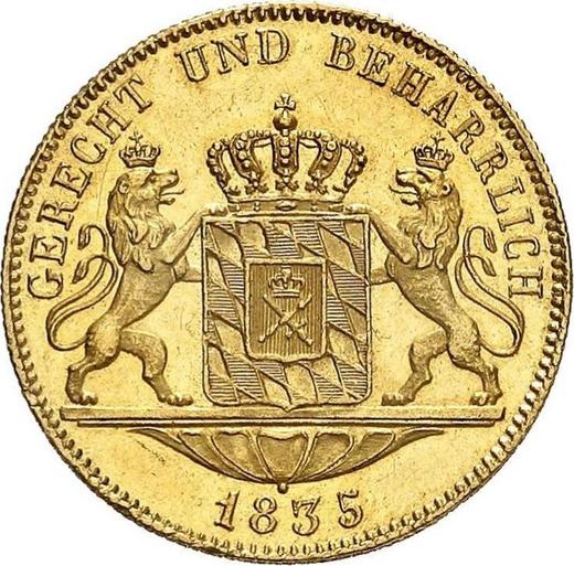 Rewers monety - Dukat 1835 - cena złotej monety - Bawaria, Ludwik I