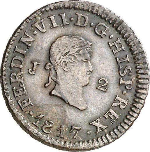 Anverso 2 maravedíes 1817 J "Tipo 1817-1821" - valor de la moneda  - España, Fernando VII