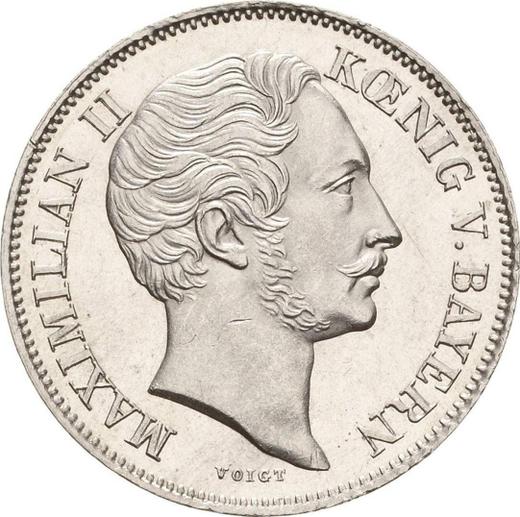 Аверс монеты - 1/2 гульдена 1860 года - цена серебряной монеты - Бавария, Максимилиан II