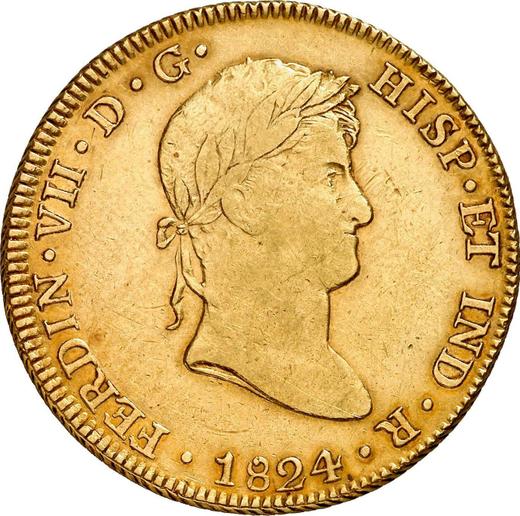 Obverse 8 Escudos 1824 C G - Gold Coin Value - Peru, Ferdinand VII