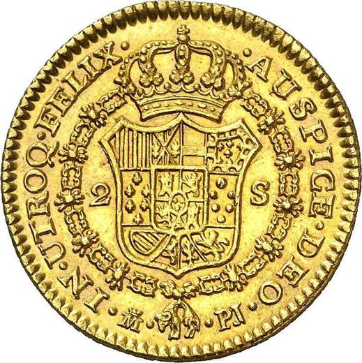 Реверс монеты - 2 эскудо 1777 года M PJ - цена золотой монеты - Испания, Карл III