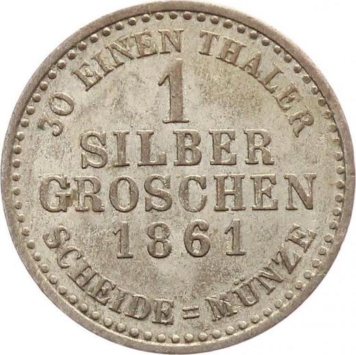 Reverso 1 Silber Groschen 1861 - valor de la moneda de plata - Hesse-Cassel, Federico Guillermo
