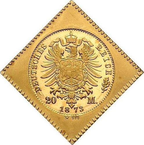 Reverso 20 marcos 1873 A "Prusia" Klippe - valor de la moneda de oro - Alemania, Imperio alemán