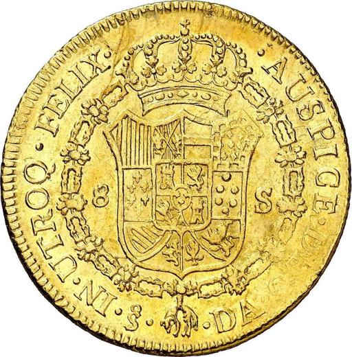 Reverse 8 Escudos 1781 So DA - Chile, Charles III