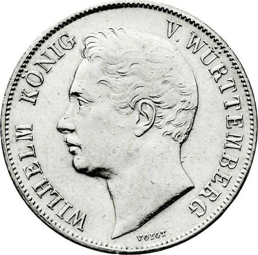 Аверс монеты - 1 гульден 1845 года - цена серебряной монеты - Вюртемберг, Вильгельм I