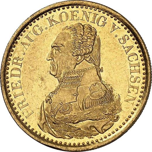 Аверс монеты - 5 талеров 1827 года S - цена золотой монеты - Саксония-Альбертина, Фридрих Август I