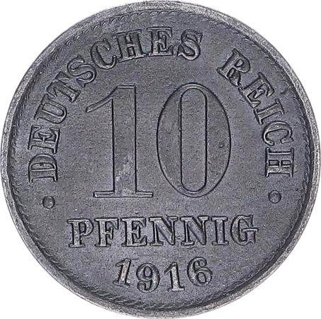 Anverso 10 Pfennige 1916 A "Tipo 1916-1922" - valor de la moneda  - Alemania, Imperio alemán