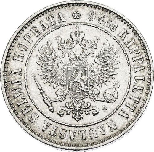 Аверс монеты - 1 марка 1907 года L - цена серебряной монеты - Финляндия, Великое княжество