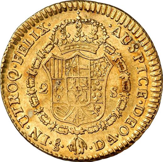 Реверс монеты - 2 эскудо 1787 года So DA - цена золотой монеты - Чили, Карл III