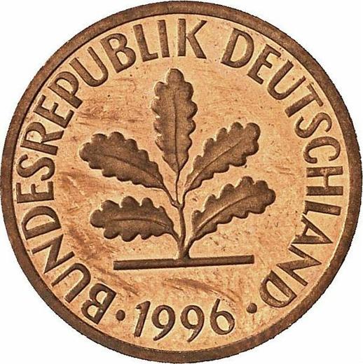 Реверс монеты - 1 пфенниг 1996 года G - цена  монеты - Германия, ФРГ