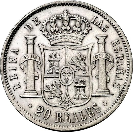 Reverso 20 reales 1851 Estrellas de seis puntas - valor de la moneda de plata - España, Isabel II