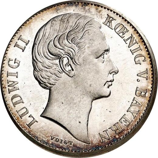 Awers monety - 1 krone 1866 Srebro - cena srebrnej monety - Bawaria, Ludwik II