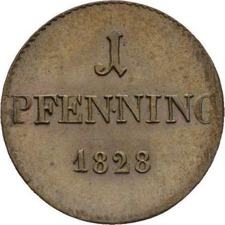 Reverso 1 Pfennig 1828 - valor de la moneda  - Baviera, Luis I