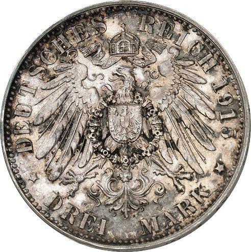 Reverso Pruebas 3 marcos 1915 A "Mecklemburgo-Schwerin" Centenario - valor de la moneda de plata - Alemania, Imperio alemán