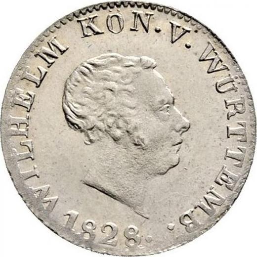 Awers monety - 6 krajcarów 1828 - cena srebrnej monety - Wirtembergia, Wilhelm I